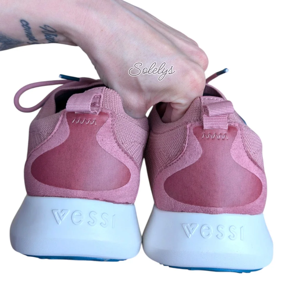 Vessi Everyday Move Women 9 Arizona Pink Waterproof Knit DymaTex Lace Up Sneaker
